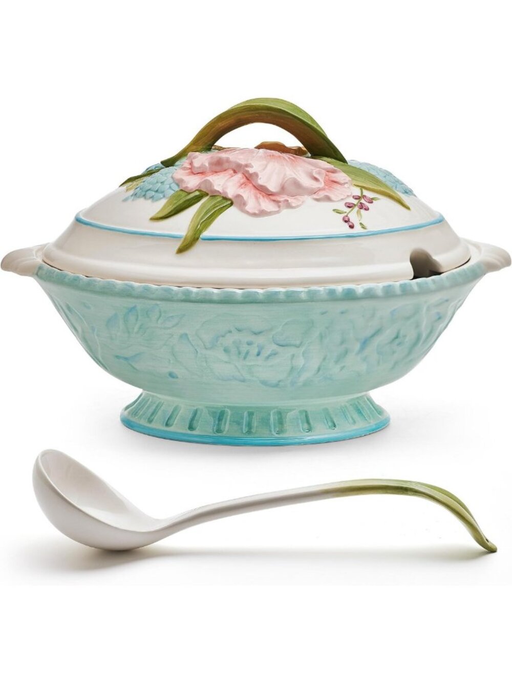 Elegant Covered Serving Bowl with Ladle, 3.5 Quart, Perfect for Entertaining